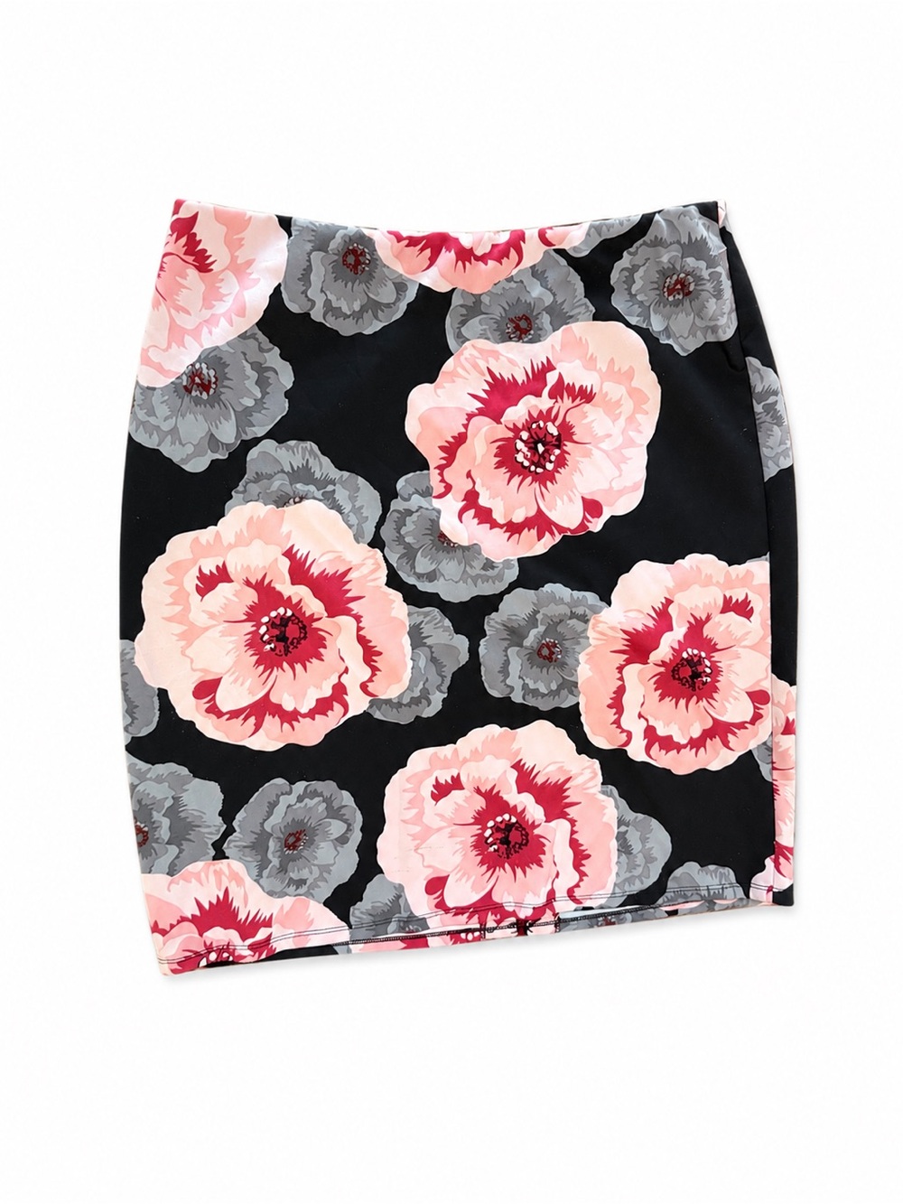 Floral Pencil Skirt in Black and Pink